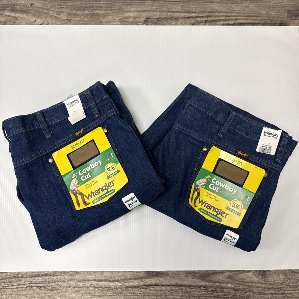 Men's Wrangler® Cowboy Cut® Slim Fit Blue Rigid Jean 936 40x32 (2 Pair) Cotton